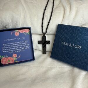 Black Cross Pendant Necklace